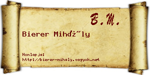 Bierer Mihály névjegykártya